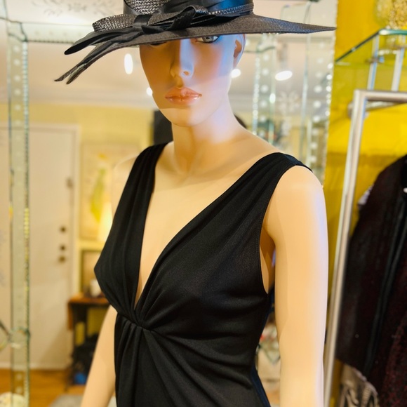 ULTRA OZBEK Made in Italy Midi V neck sleeveless little black dress size small - Picture 15 of 15